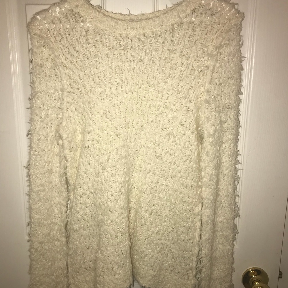 Free People white fuzzy sweater